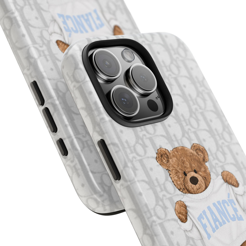 PERSONALIZED CUSTOM NAME GRAY DIOR TEDDY BEAR PHONE CASE