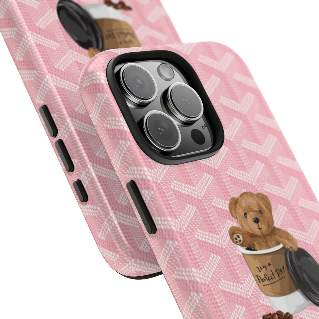 PINK GOYARD TEDDY BEAR COFFEE CUP PHONE CASE