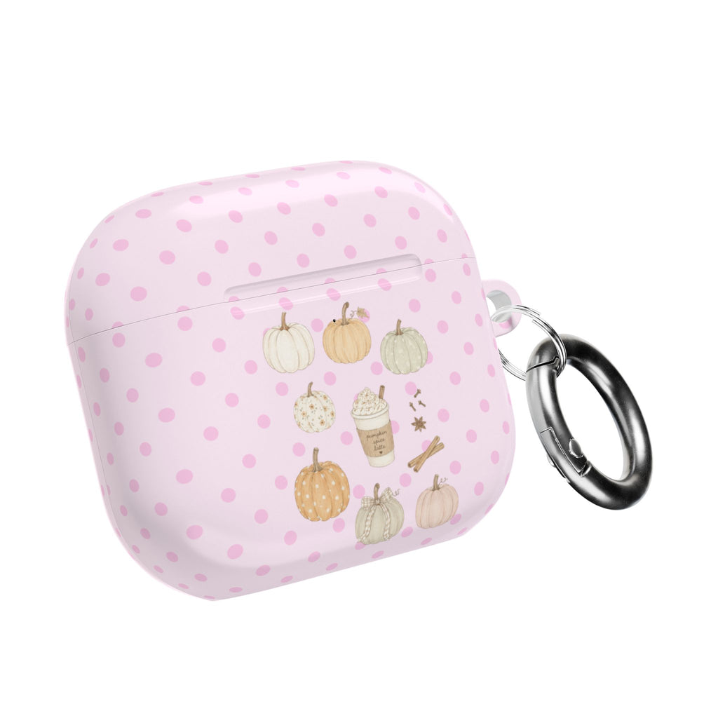 PINK POLKA DOTS COZY FALL PUMPKINS AIRPOD CASE