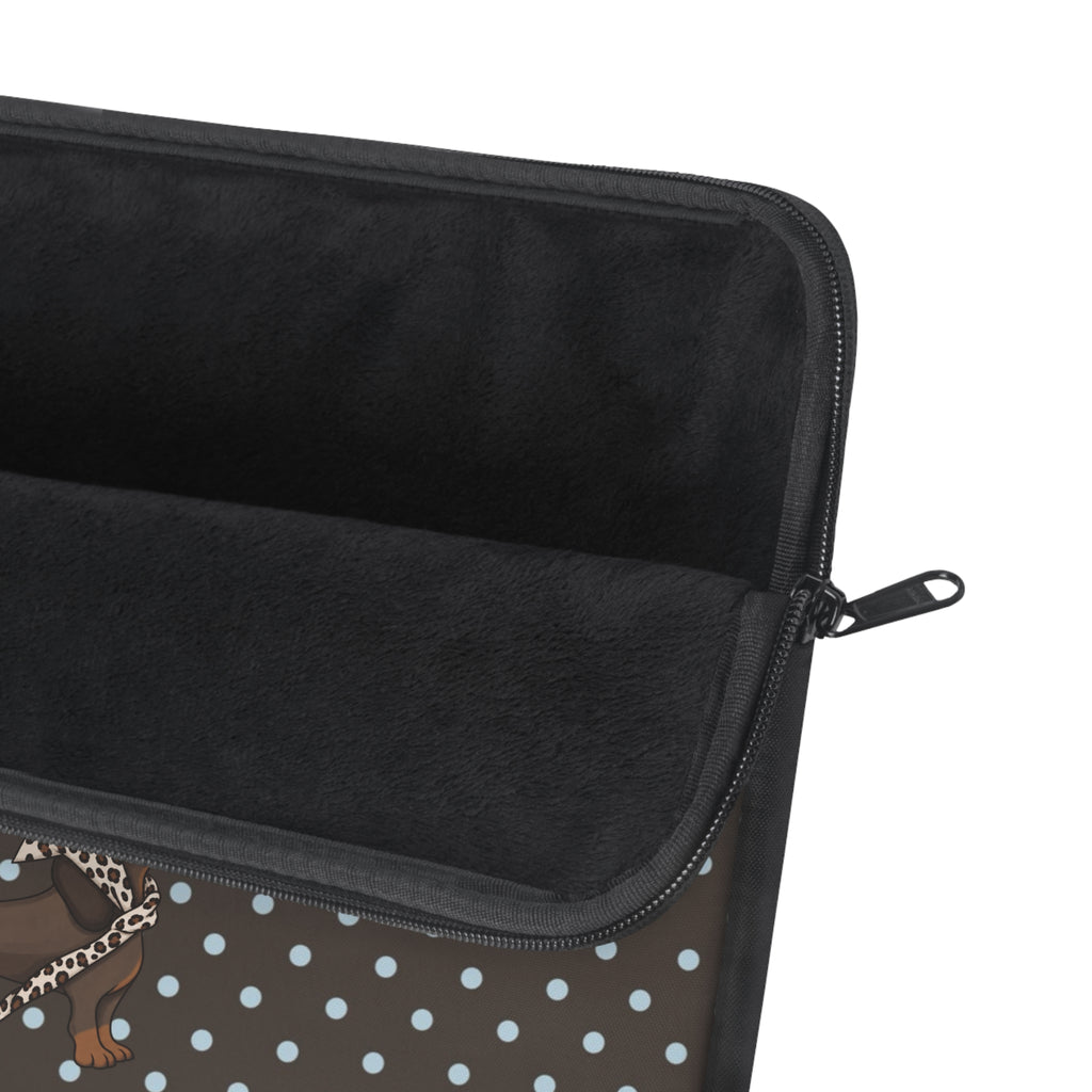 BROWN POLKA DOTS PREPPY DACHSHUND WEENIE DOG KINDLE IPAD & LAPTOP SLEEVE