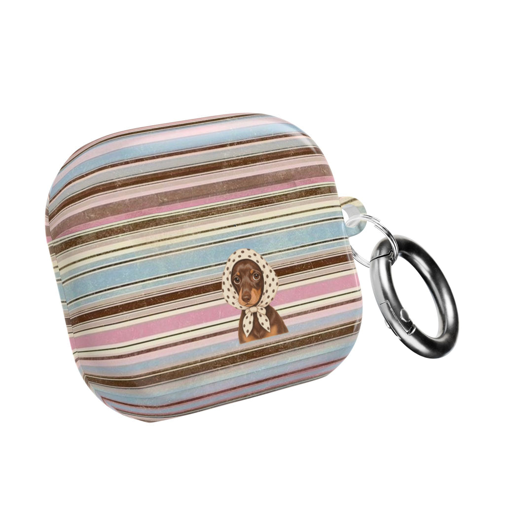 AUTUMN STRIPES PREPPY POLKA DOT DACHSHUND AIRPOD CASE