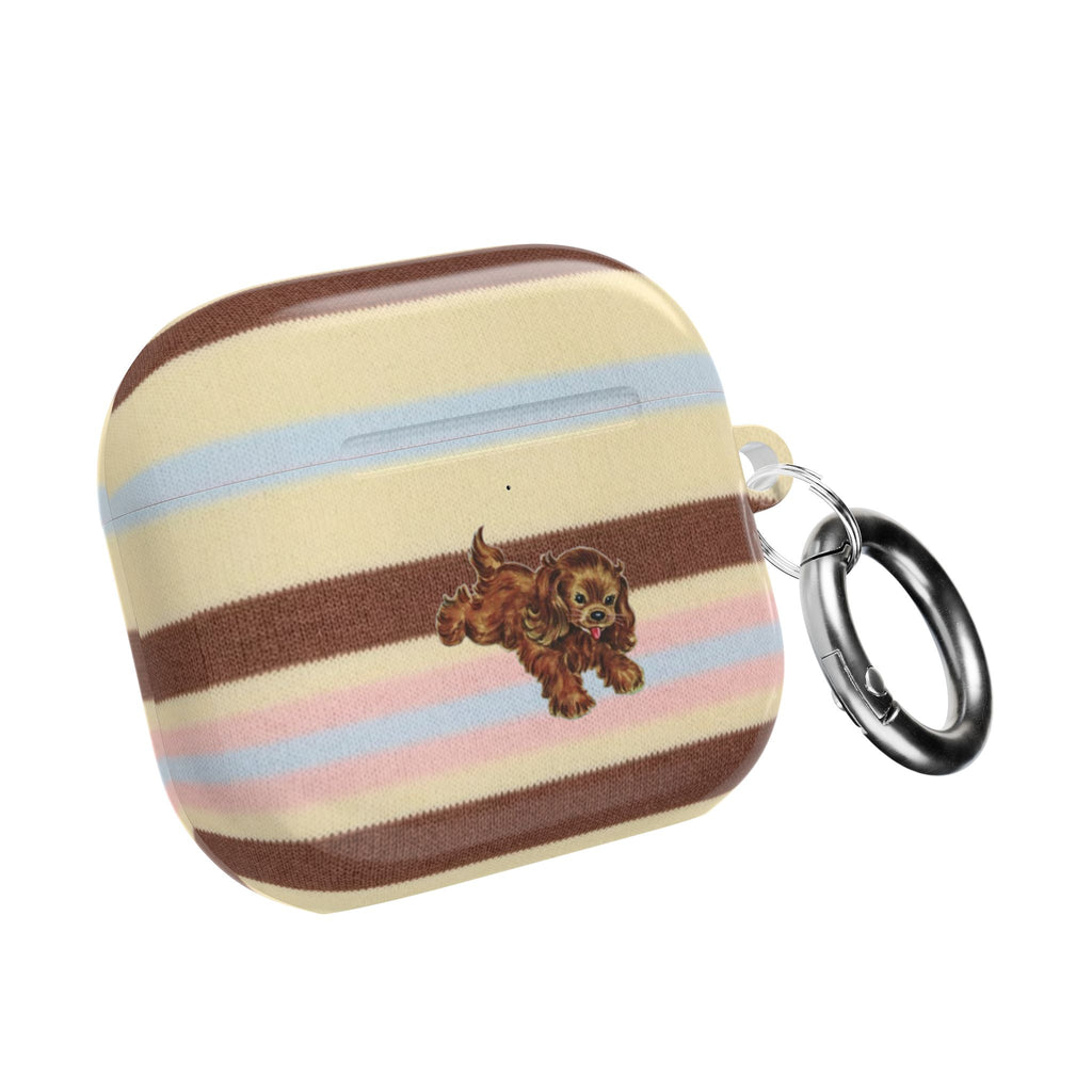 BUTTERSCOTCH STRIPES PARK AVENE PUPPY AIRPOD CASE