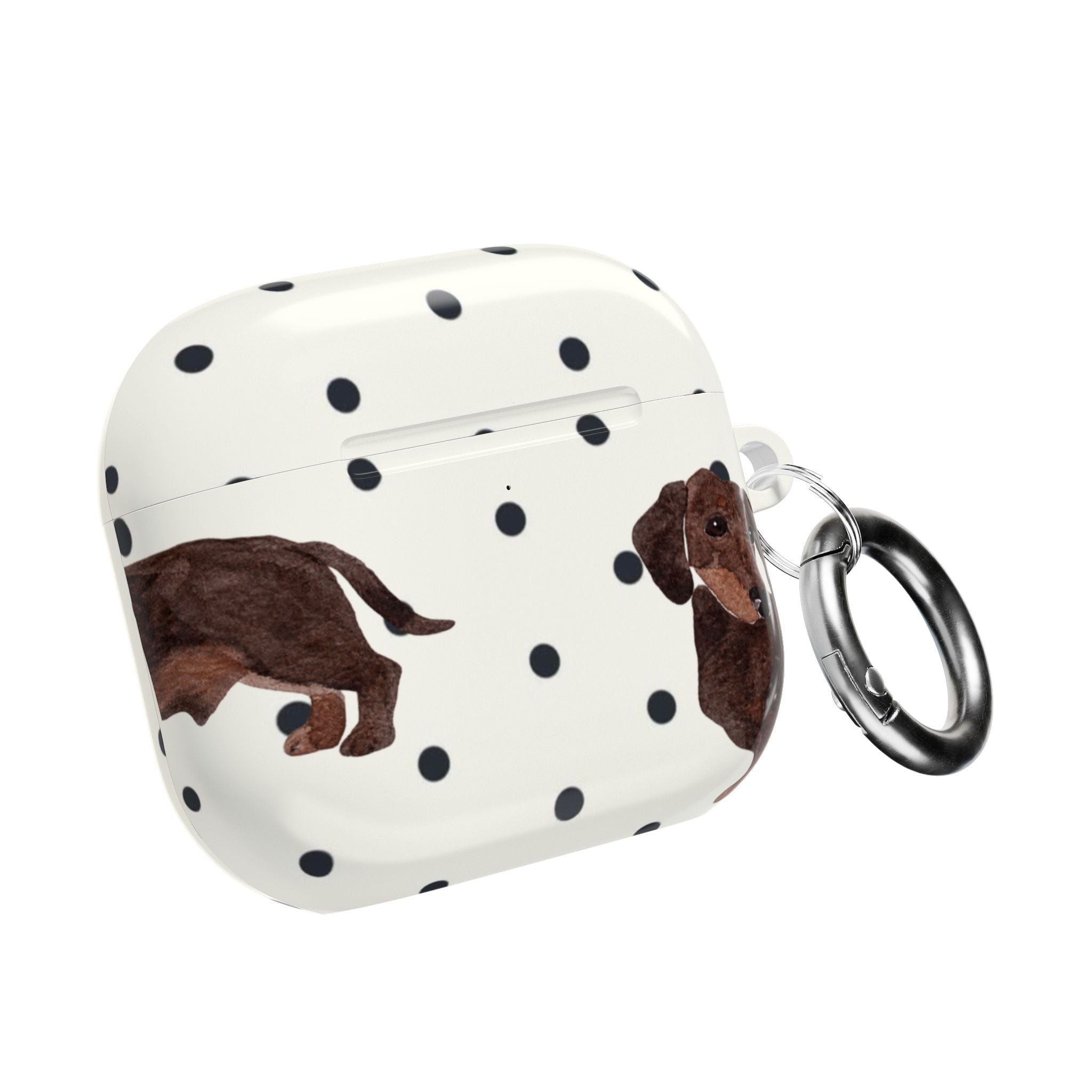BLACK & WHITE POLKA DOTS DACHSHUND AIRPOD CASE