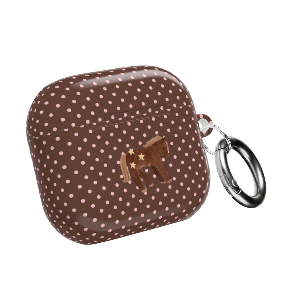 BROWN & PINK POLKA DOTS MINI PONY AIRPOD CASE
