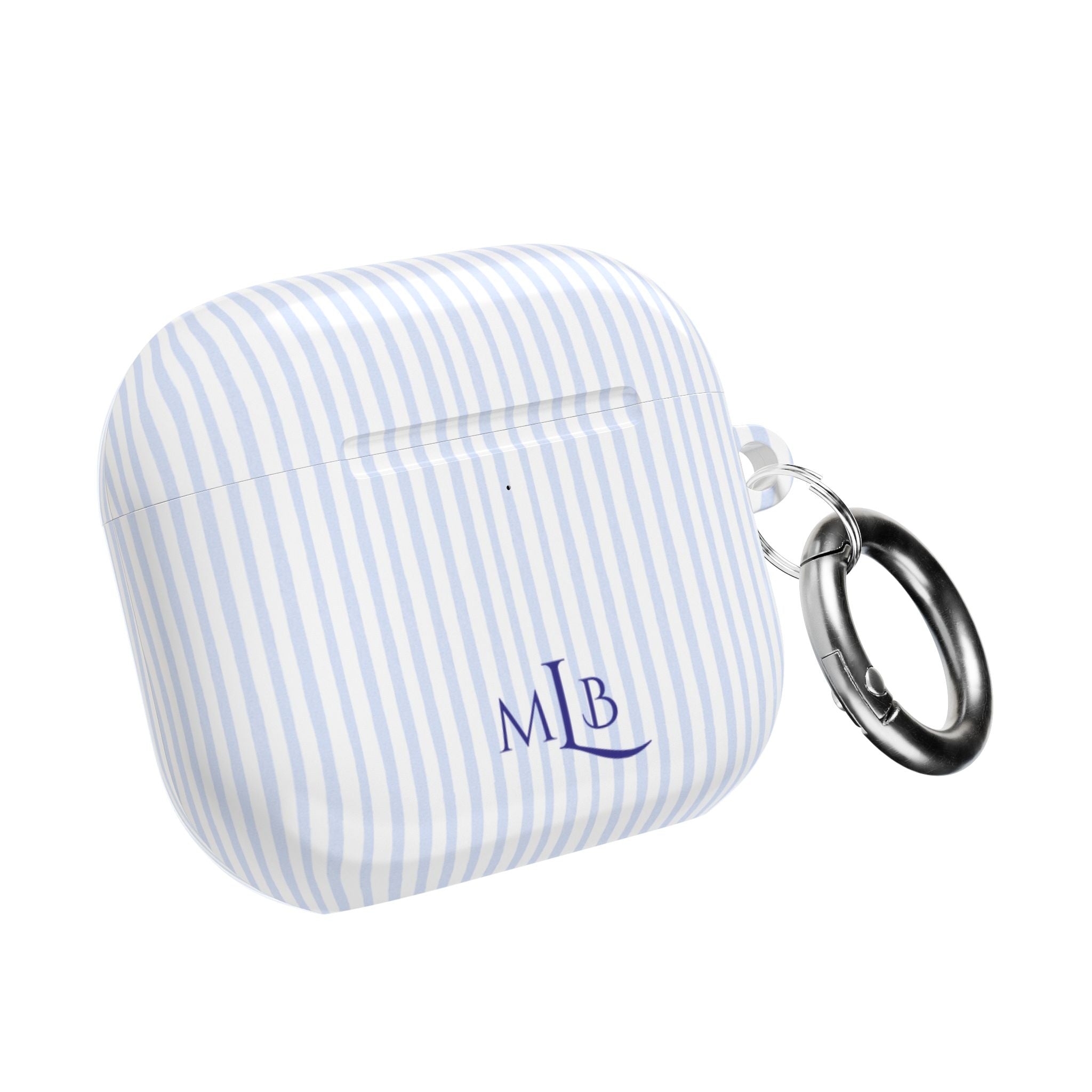 PERSONALIZED NAME CUSTOM BLUE STRIPES MONOGRAM INITIALS AIRPOD CASE
