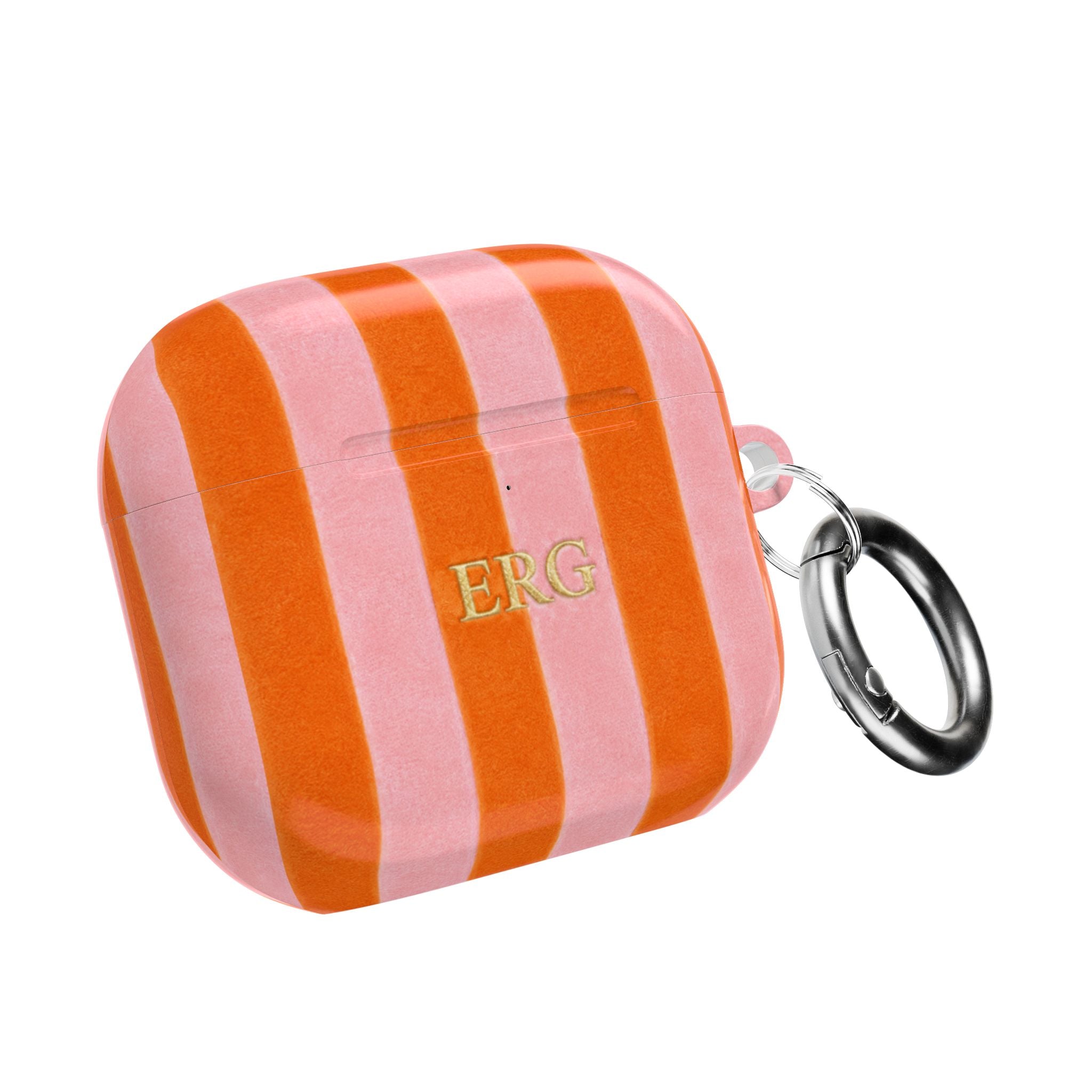 PERSONALIZED NAME CUSTOM ORANGE STRIPES AIRPOD CASE