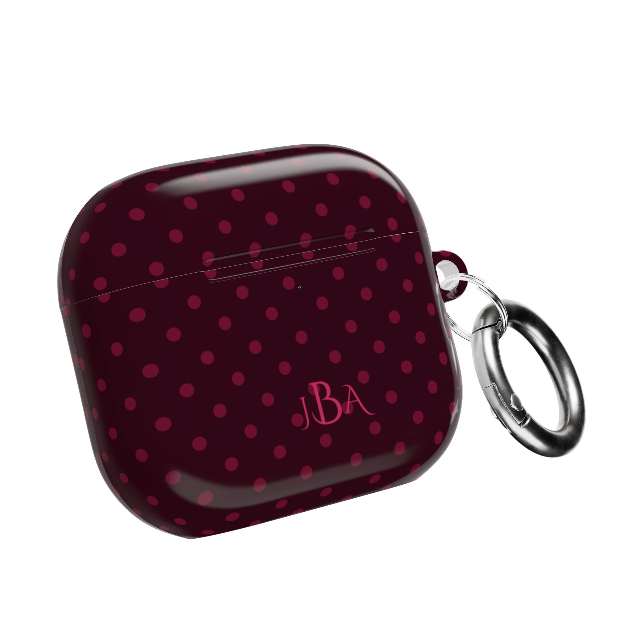PERSONALIZED NAME CUSTOM PLUM POLKA DOTS MONOGRAM INITIALS AIRPOD CASE