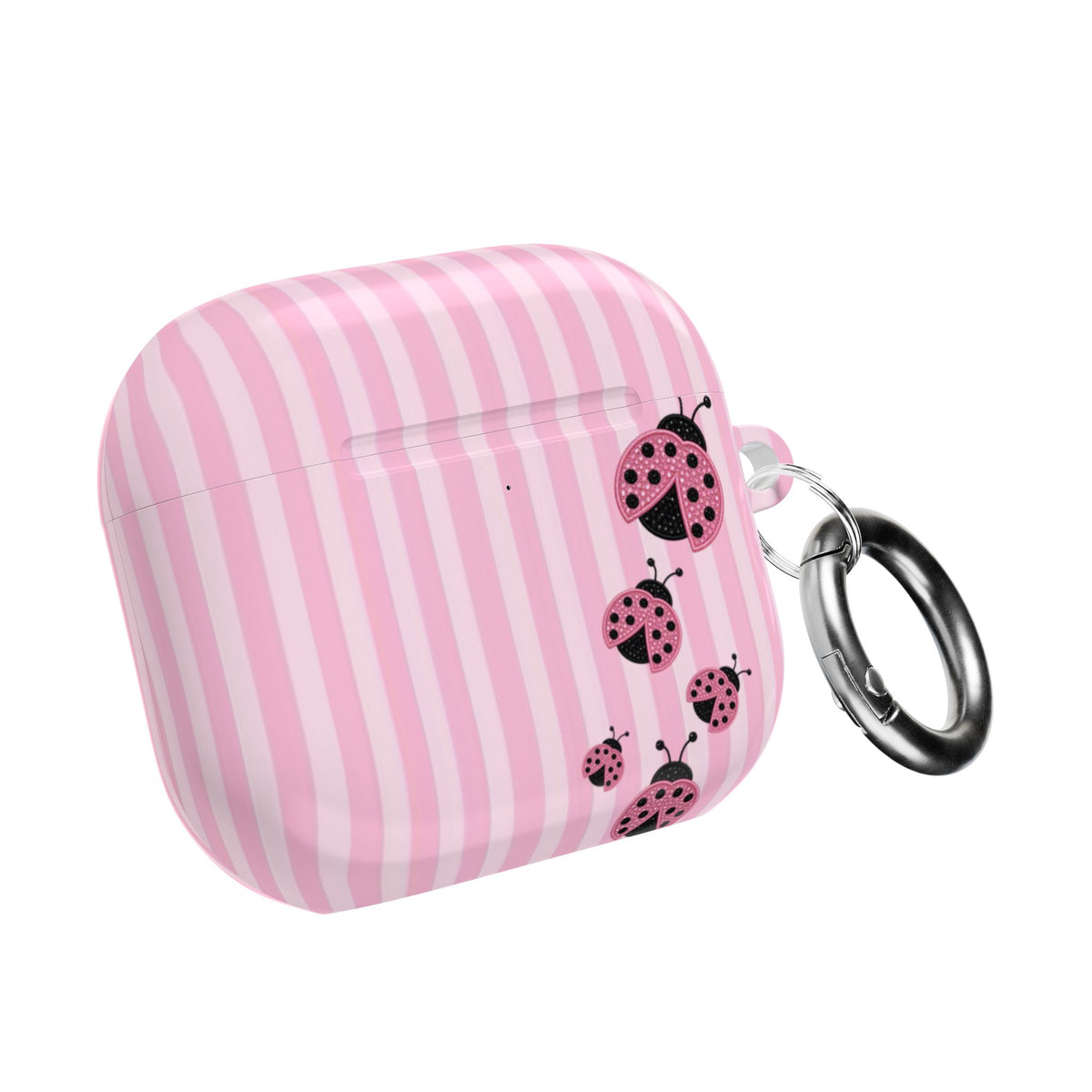 PINK STRIPES LADYBUGS AIRPOD CASE