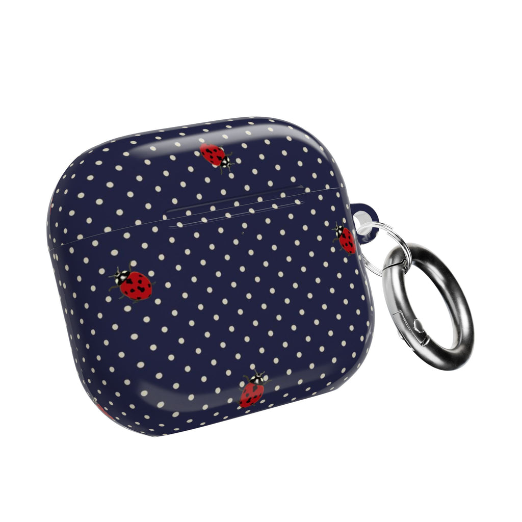 NAVY BLUE POLKA DOTS MINI LADYBUGS AIRPOD CASE