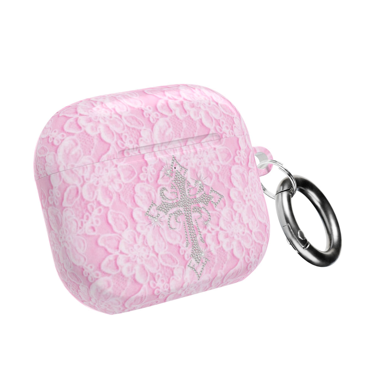 PINK LACE CROSS AIRPOD CASE