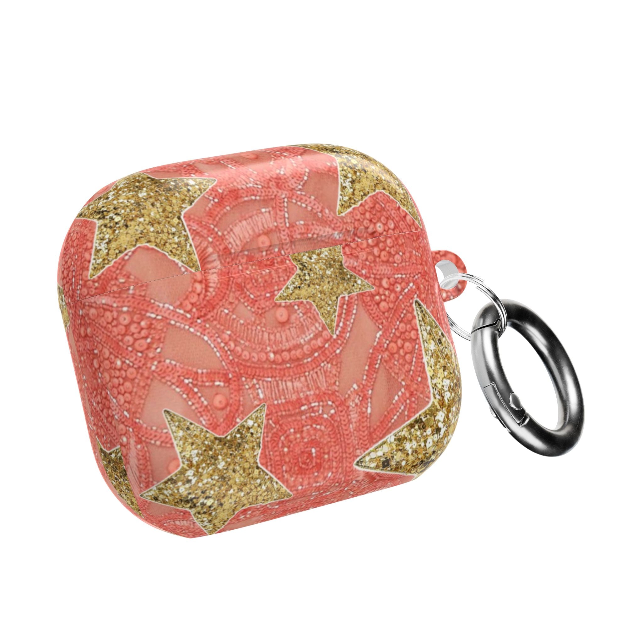 CORAL CRUSH EMBELLISHED GOLD STARS AIRPOD CASE