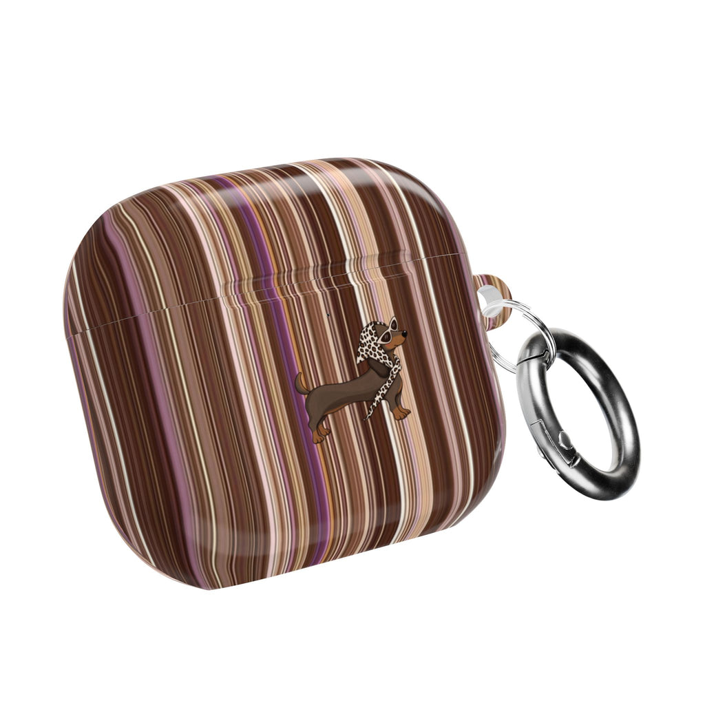 FALL STRIPES DACHSHUND AIRPOD CASE