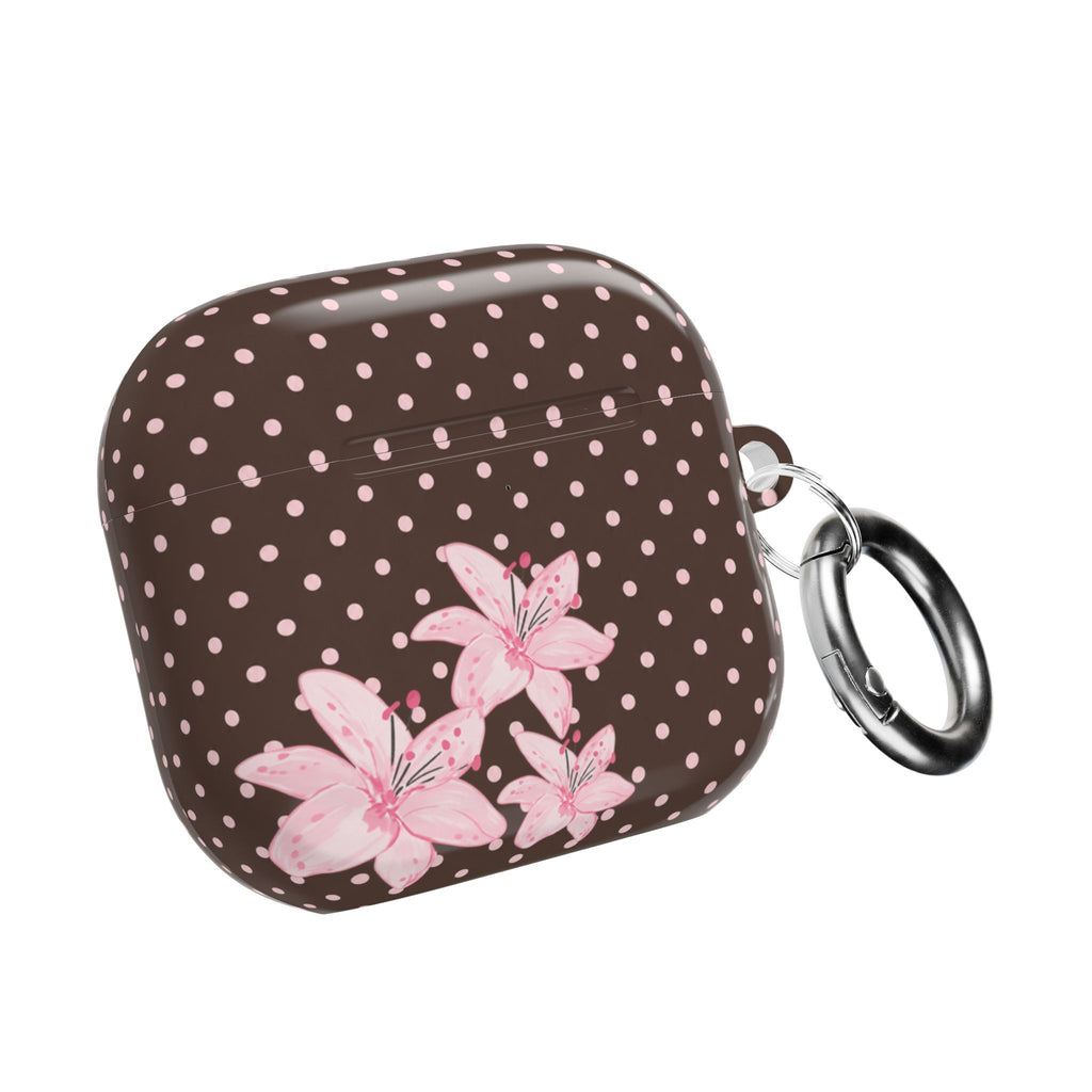 BROWN POLKA DOTS PINK FLORAL AIRPOD CASE