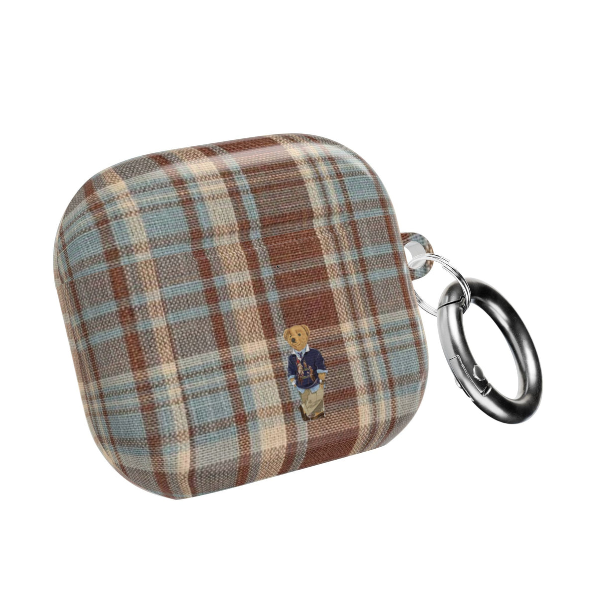BROWN PLAID MINI TEDDY BEAR AIRPOD CASE