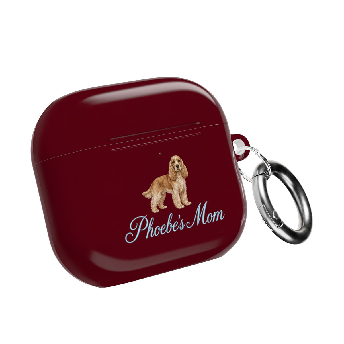 PERSONALIZED CHERRY RED SPANIEL DOG MOM CUSTOM NAME AIRPOD CASE