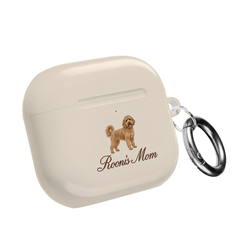 PERSONALIZED BEIGE GOLDENDOODLE DOG MOM CUSTOM NAME AIRPOD CASE