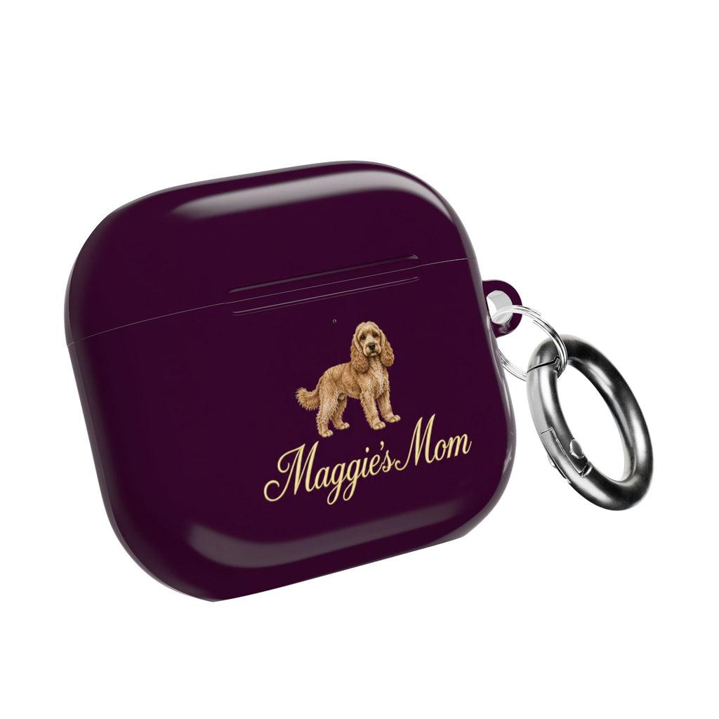 PERSONALIZED DEEP PURPLE COCKAPOO DOG MOM CUSTOM NAME AIRPOD CASE
