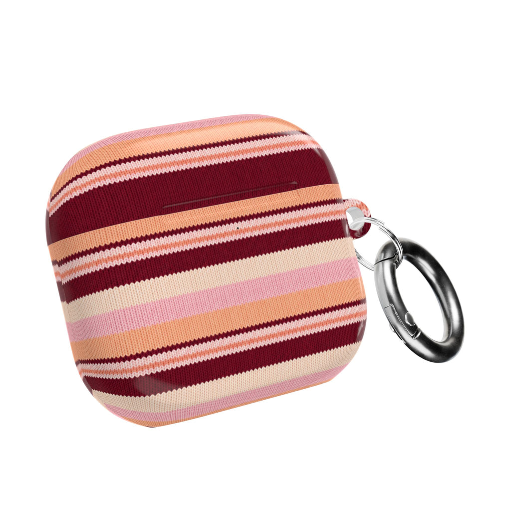 PEACH MERLOT STRIPES AIRPOD CASE