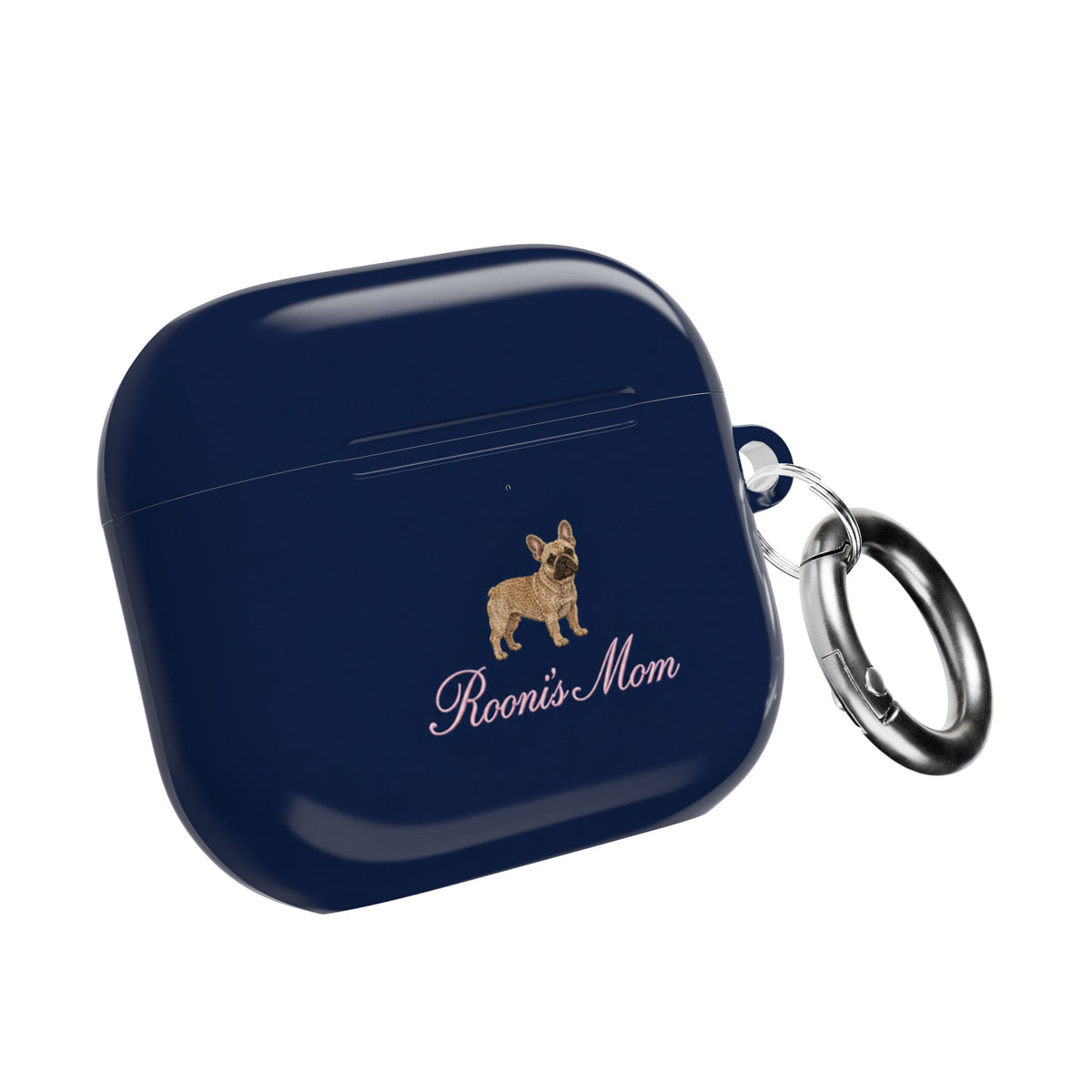 PERSONALIZED NAVY BLUE FRENCH BULLDOG DOG MOM CUSTOM NAME AIRPOD CASE