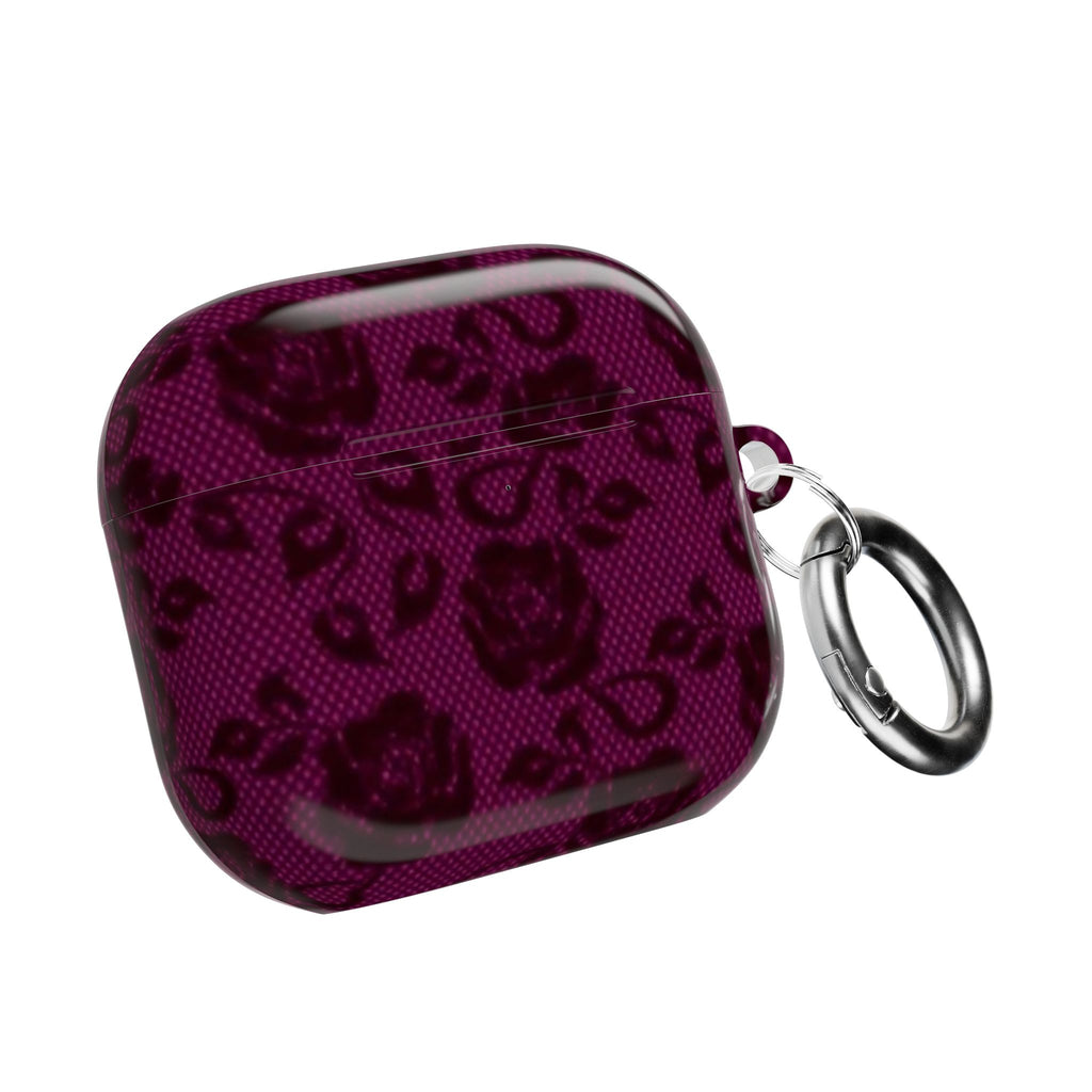 BURGUNDY CHERRY LACE FLORAL AIRPOD CASE