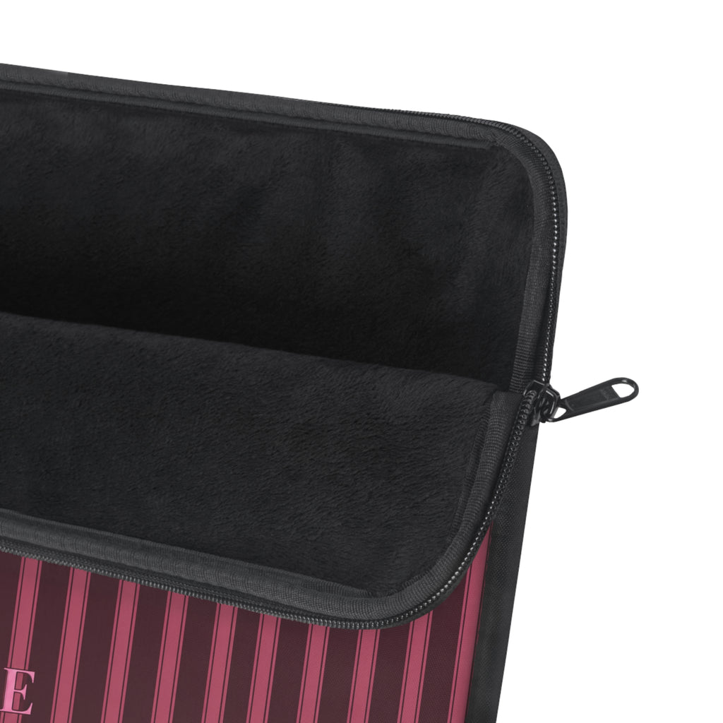 PERSONALIZED DARK CHERRY CLASSIC STRIPES INITIALS CUSTOM NAME KINDLE IPAD & LAPTOP SLEEVE