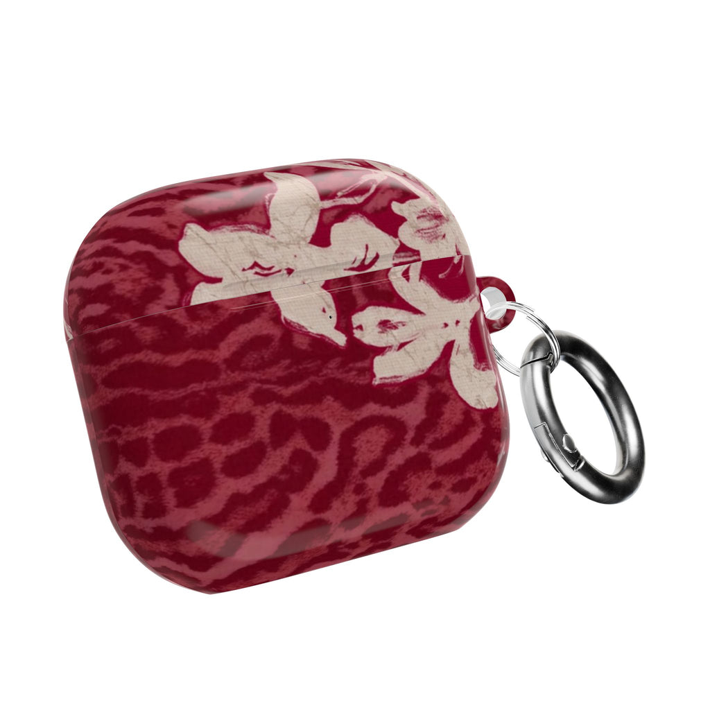 RED LEOPARD LILY AIRPOD CASE