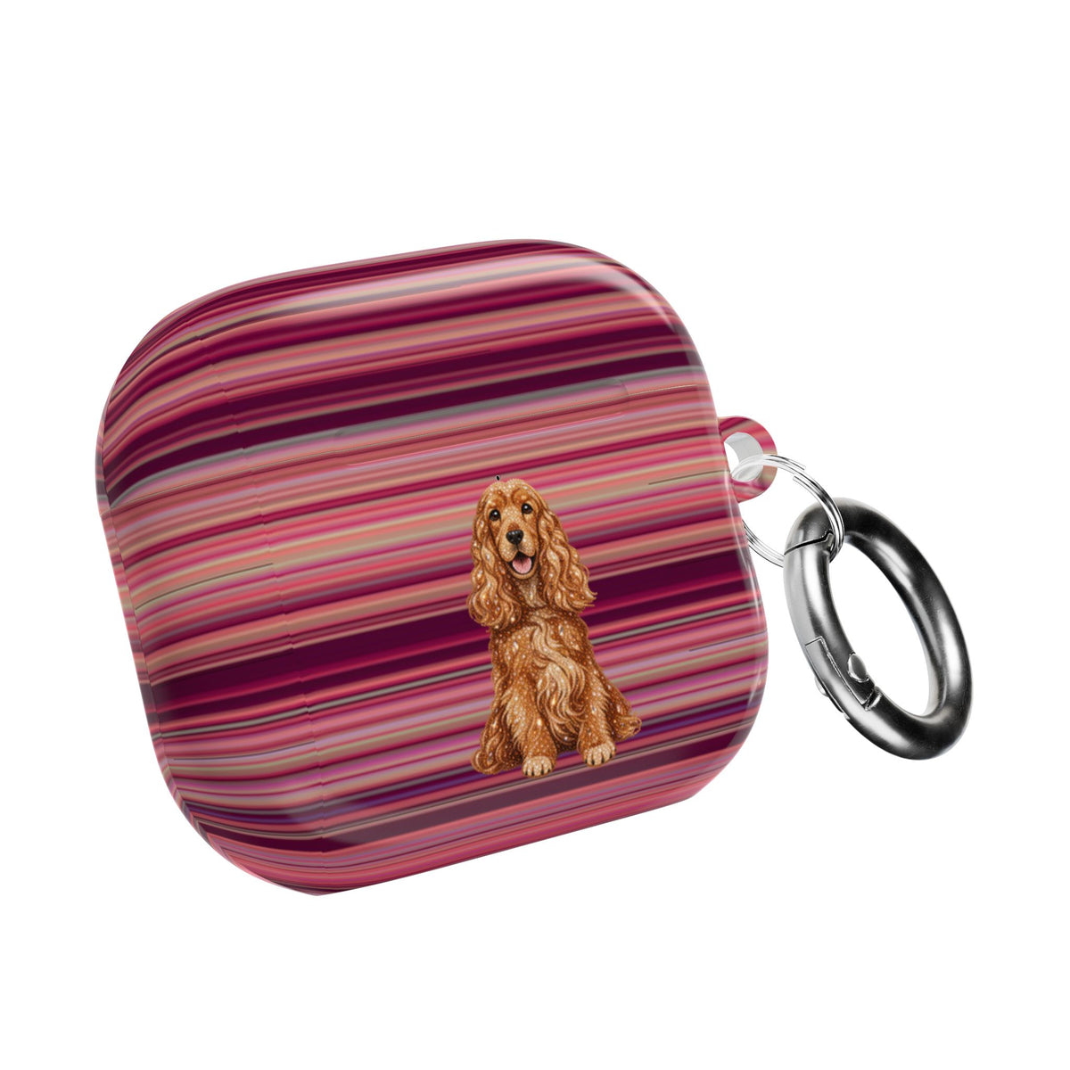 BURGUNDY STRIPES SPANIEL DOG AIRPOD CASE