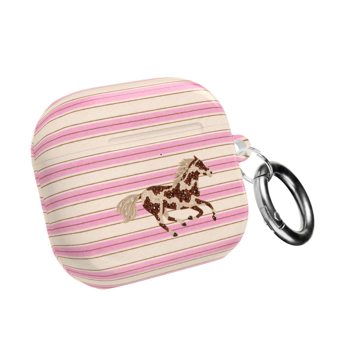 BUBBLEGUM CAFÉ STRIPES HORSE AIRPOD CASE