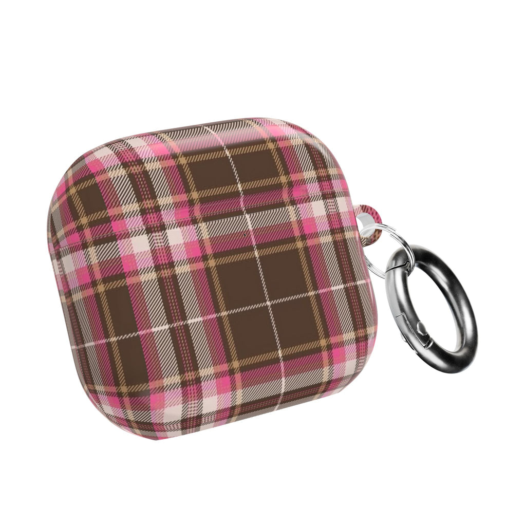 CHOCOLATE RASPBERRY TARTAN PLAID AIRPOD CASE