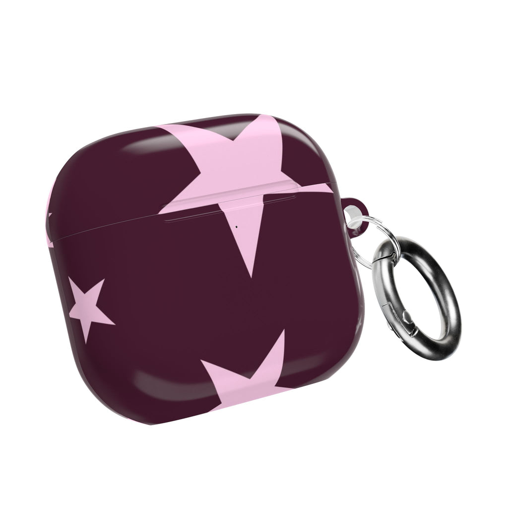 PLUM PINK STARS AIRPOD CASE
