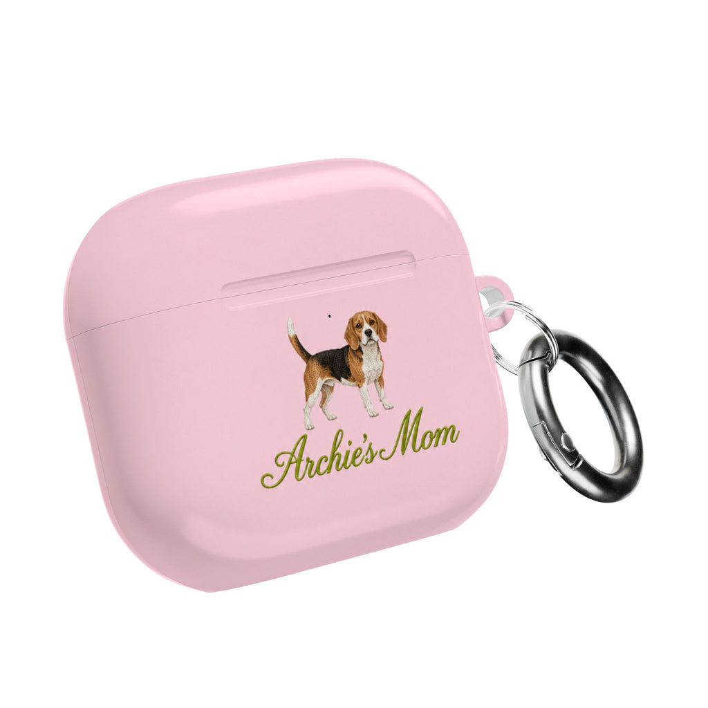PERSONALIZED PINK BEAGLE DOG MOM CUSTOM NAME AIRPOD CASE