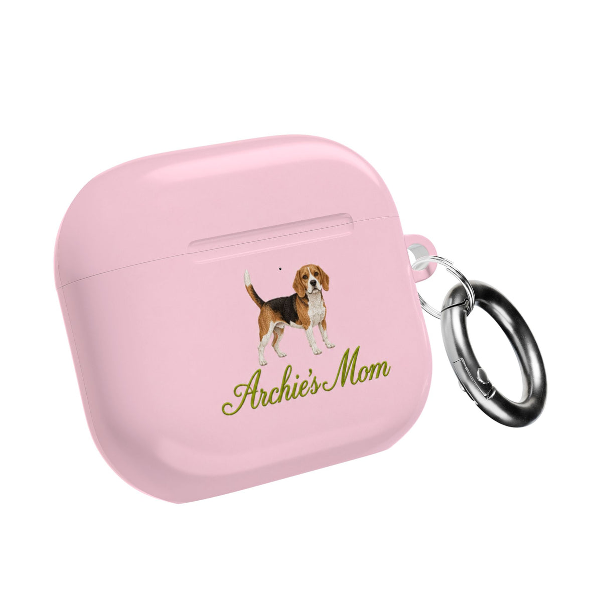 PERSONALIZED PINK BEAGLE DOG MOM CUSTOM NAME AIRPOD CASE