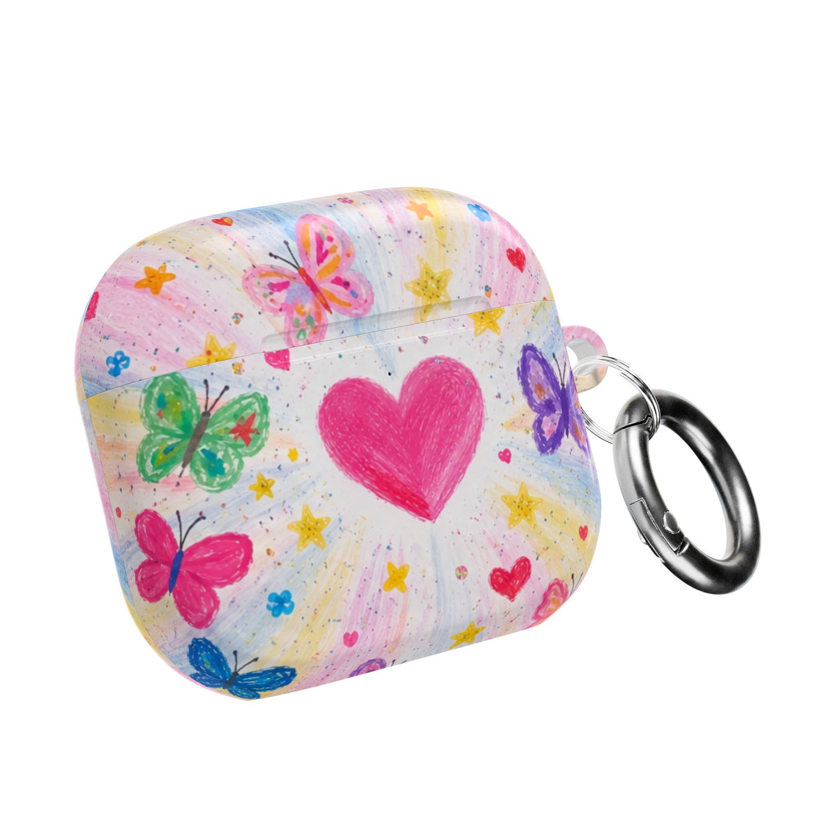 PINK WHIMSY HEART BUTTERFLIES AIRPOD CASE