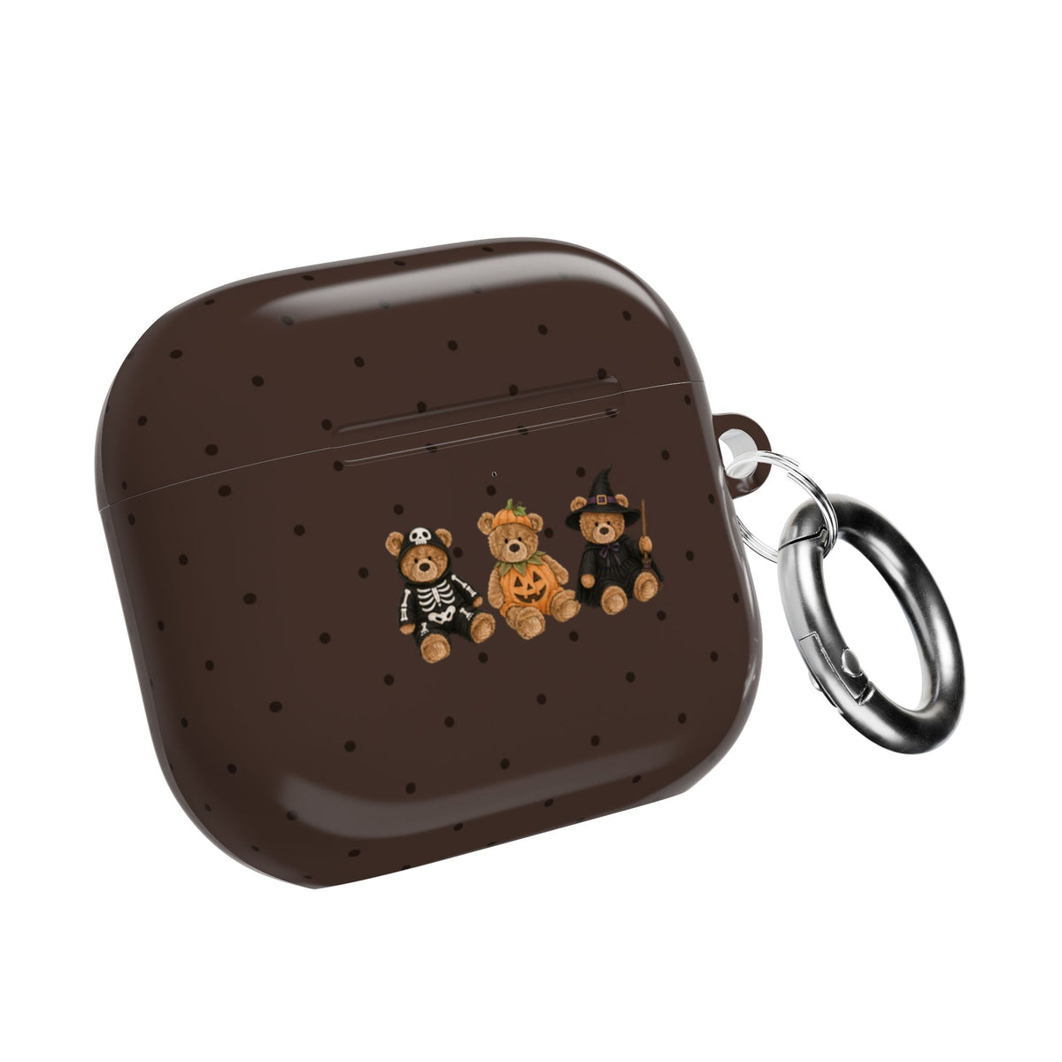 BROWN POLKA DOTS HALLOWEEN TEDDY BEARS AIRPOD CASE