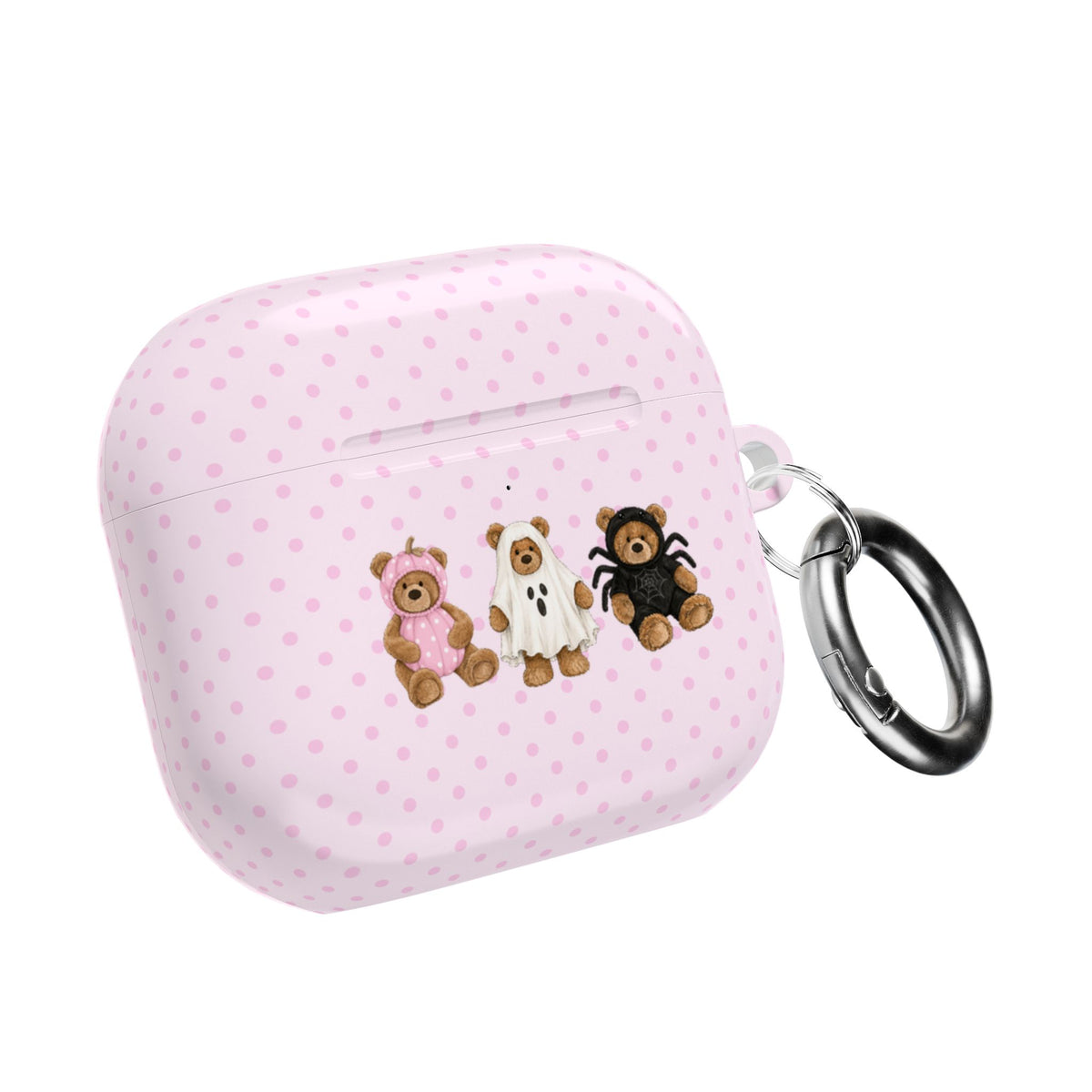 PINK POLKA DOTS HALLOWEEN TEDDY BEARS AIRPOD CASE
