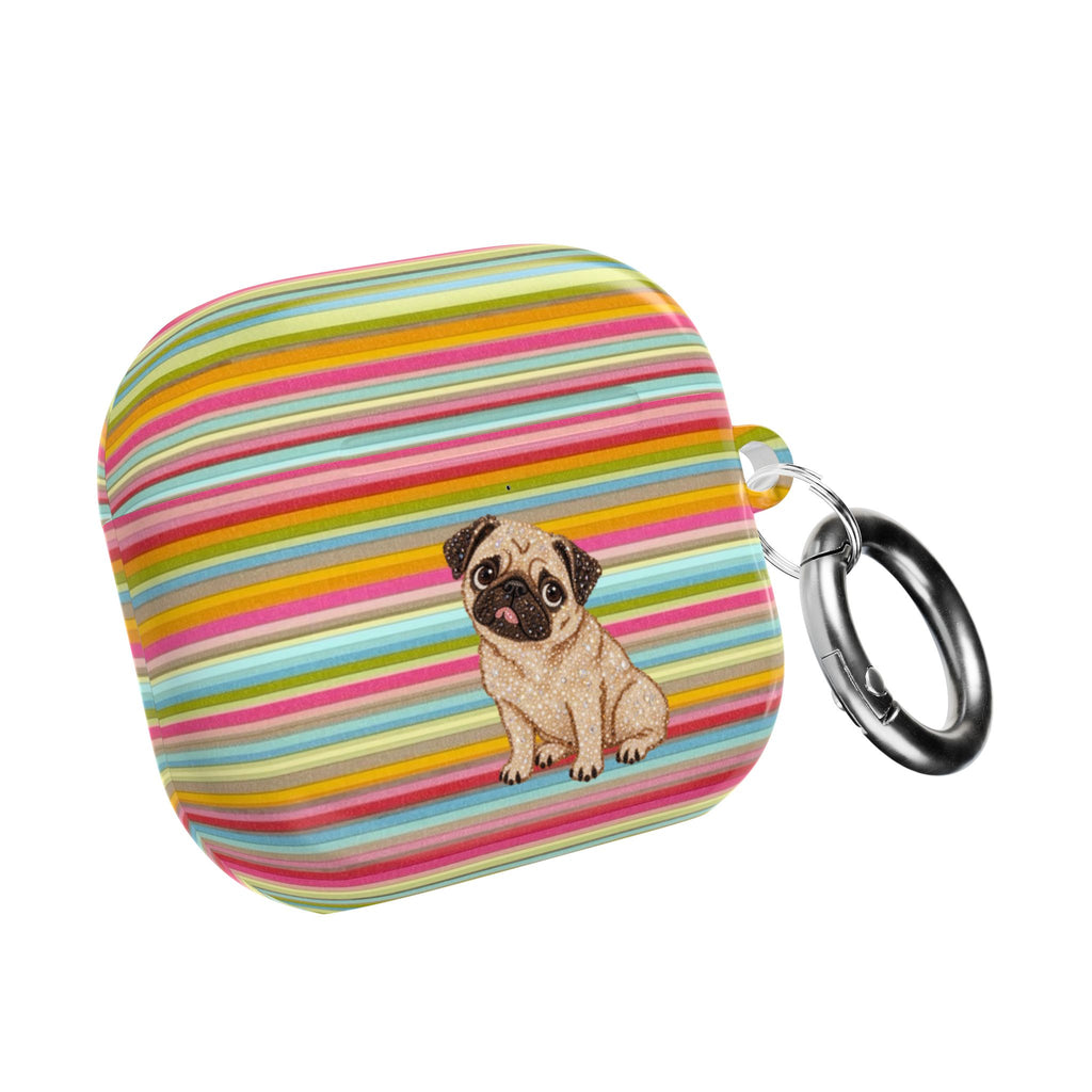 JET SET STRIPES PUG PUPPY AIRPOD CASE