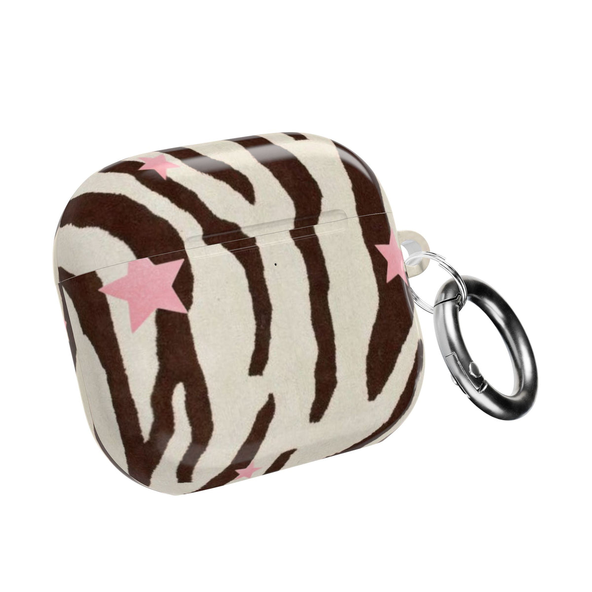 BROWN ZEBRA PINK STARS AIRPOD CASE