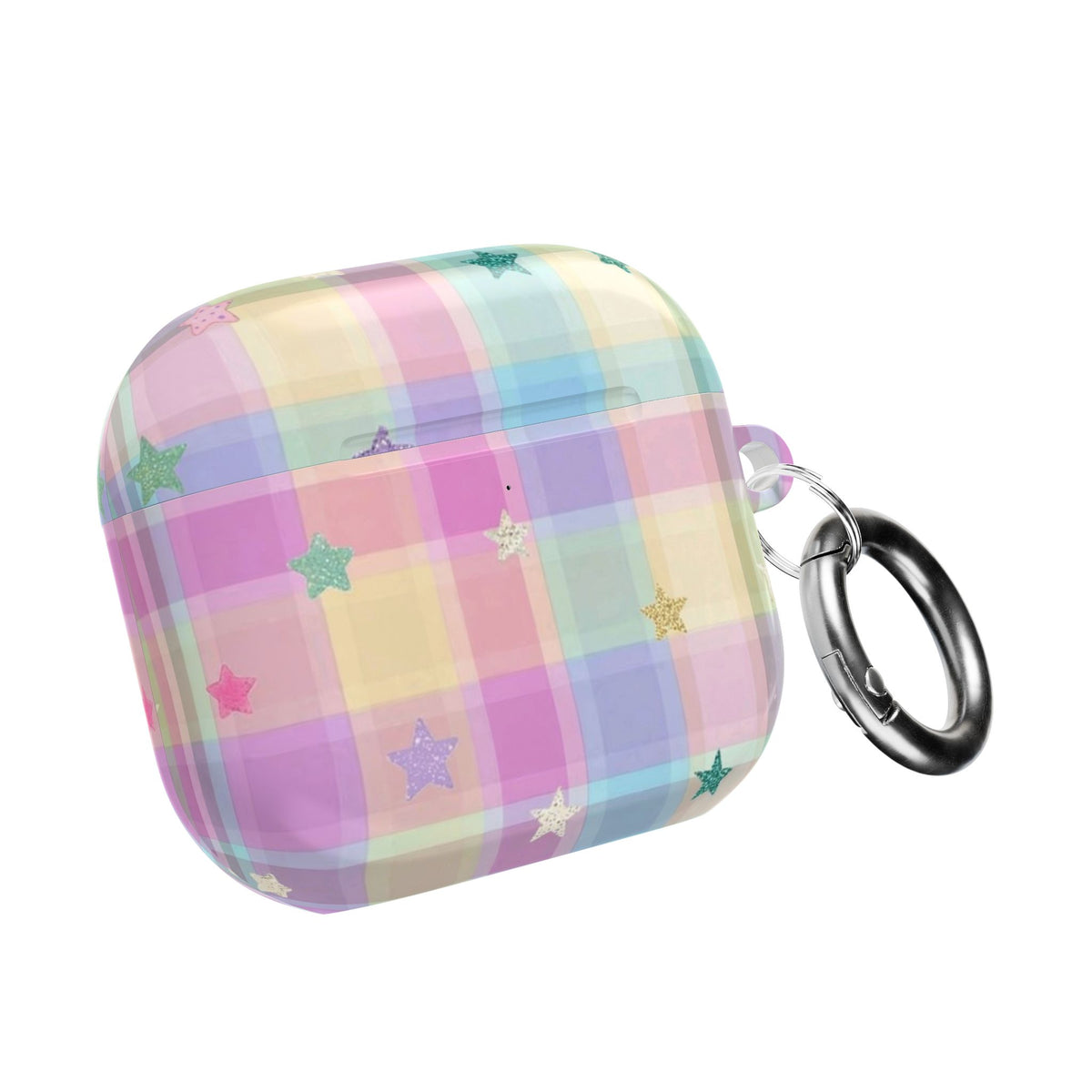 RAINBOW PASTEL PLAID STARS AIRPOD CASE