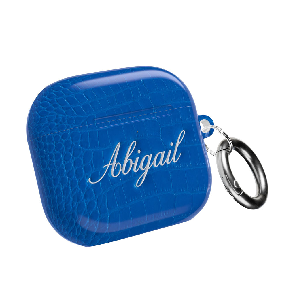 PERSONALIZED ROYAL BLUE CROC CUSTOM NAME AIRPOD CASE