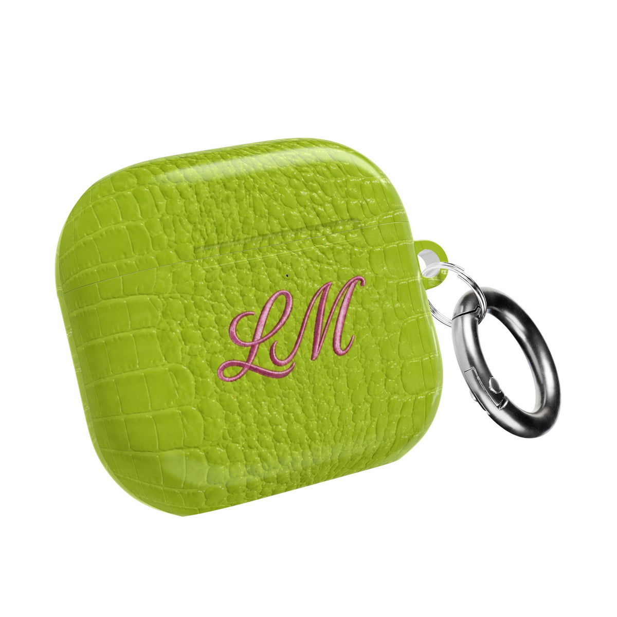 PERSONALIZED LIME GREEN CROC MONOGRAM INITIALS CUSTOM NAME AIRPOD CASE