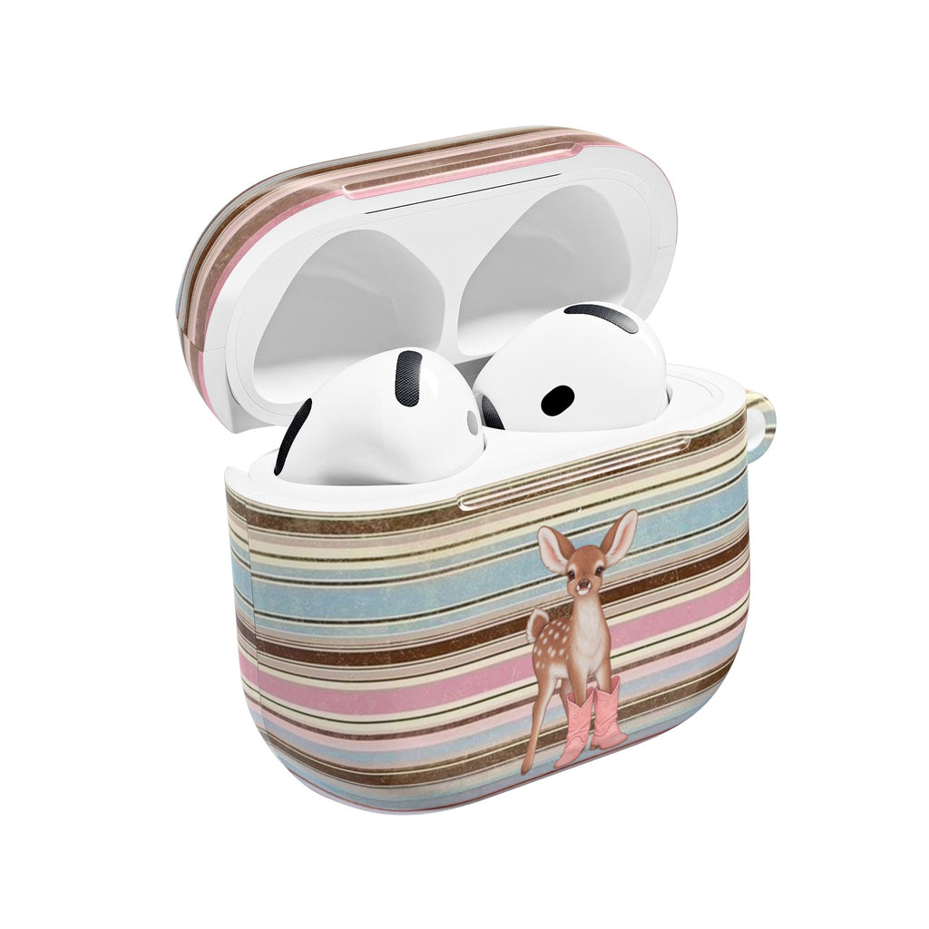 BROWN STRIPES COWBOY BOOTS DEER AIRPOD CASE