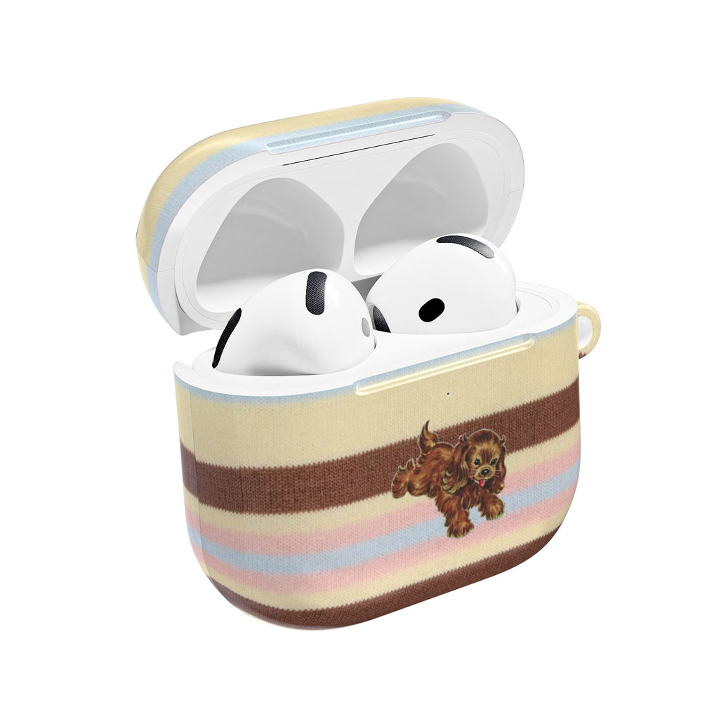 BUTTERSCOTCH STRIPES PARK AVENE PUPPY AIRPOD CASE