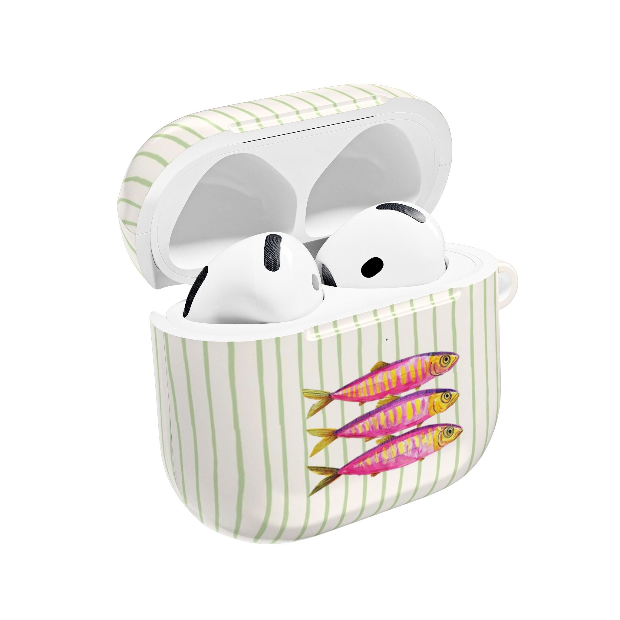GREEN STRIPES PINK SARDINES AIRPOD CASE