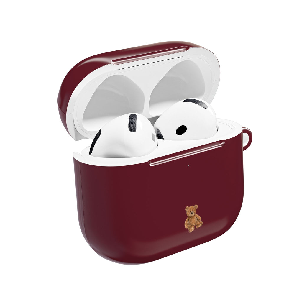 CHERRY RED MINI TEDDY BEAR AIRPOD CASE