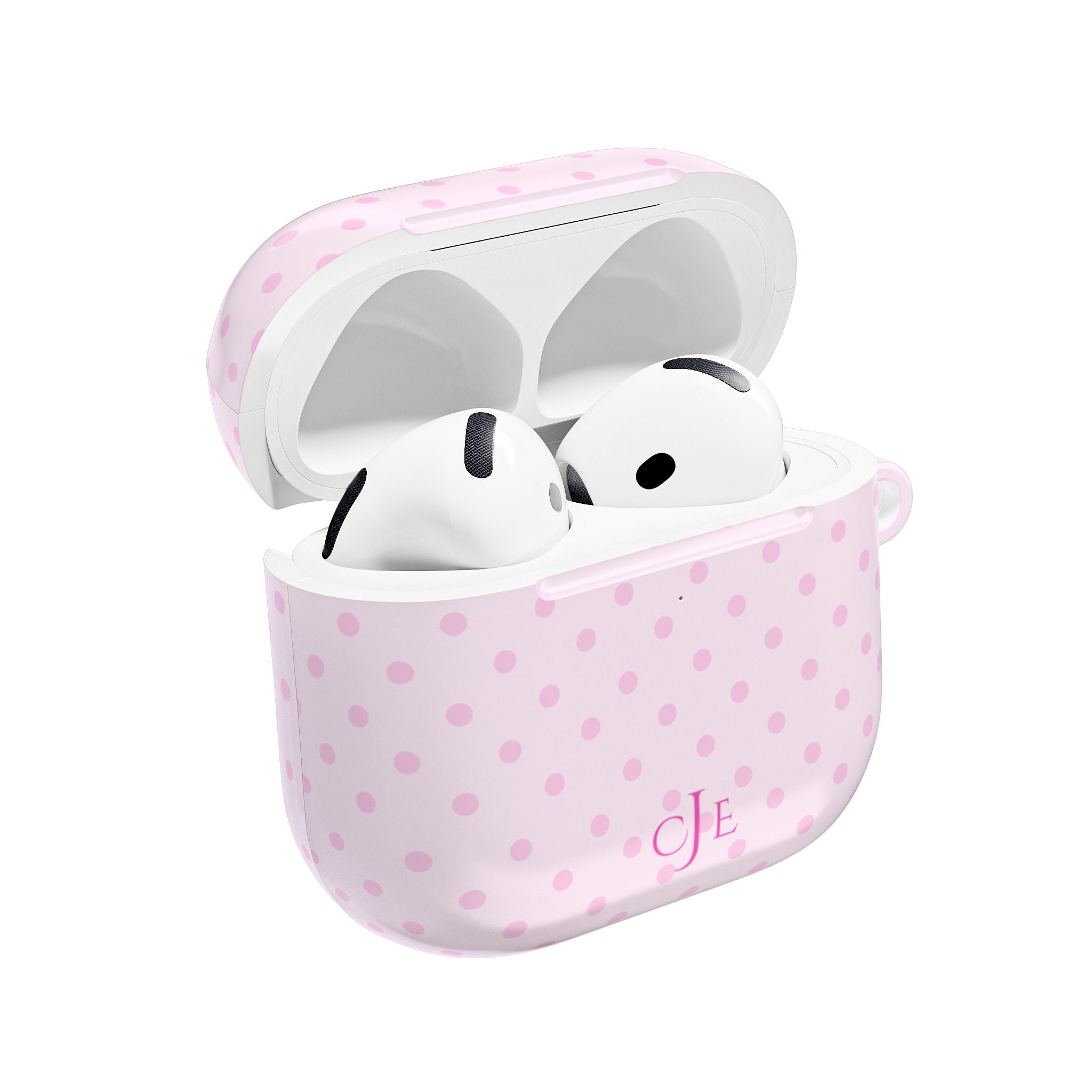 PERSONALIZED NAME CUSTOM PINK POLKA DOTS MONOGRAM INITIALS AIRPOD CASE