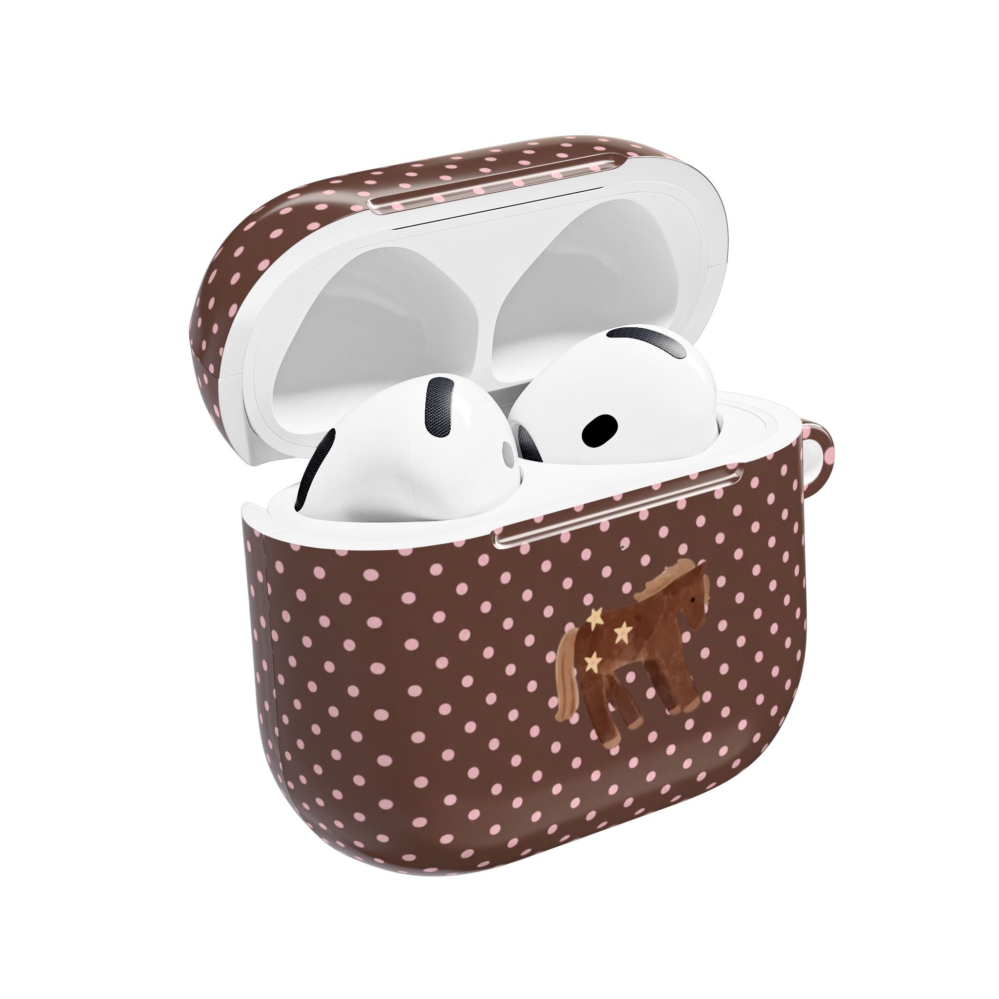 BROWN & PINK POLKA DOTS MINI PONY AIRPOD CASE