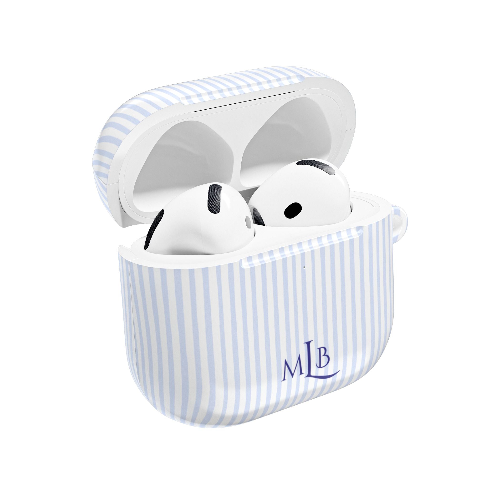 PERSONALIZED NAME CUSTOM BLUE STRIPES MONOGRAM INITIALS AIRPOD CASE