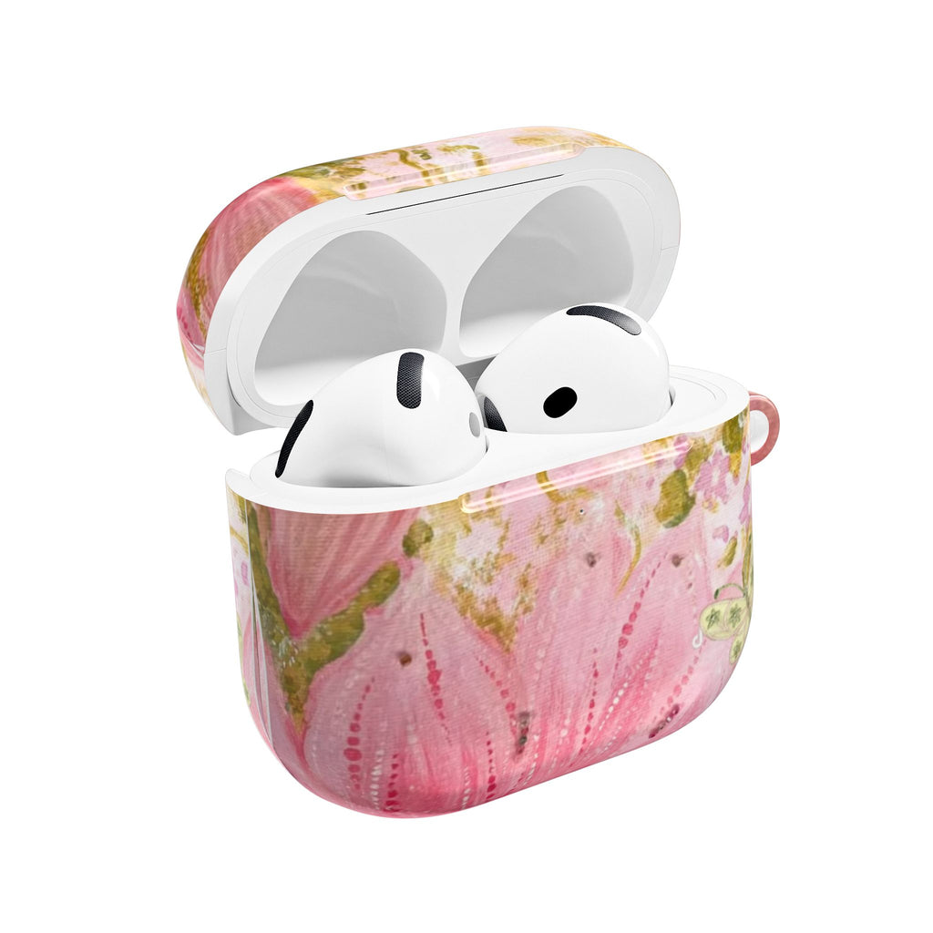 PINK WHIMSY GARDEN FLORAL AIRPOD CASE