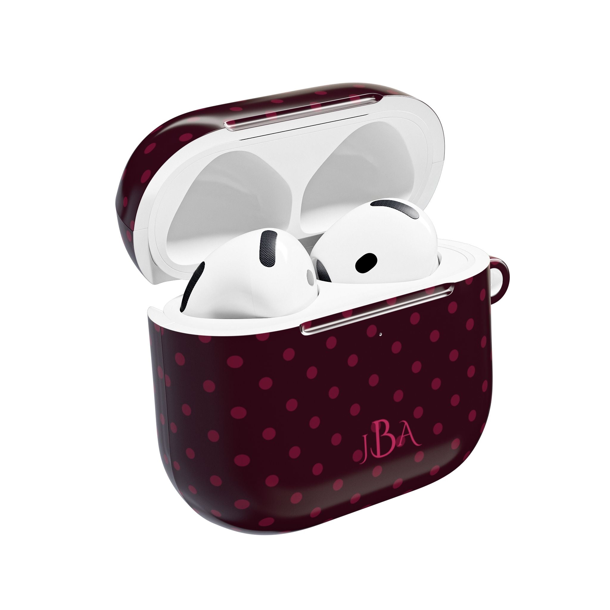 PERSONALIZED NAME CUSTOM PLUM POLKA DOTS MONOGRAM INITIALS AIRPOD CASE