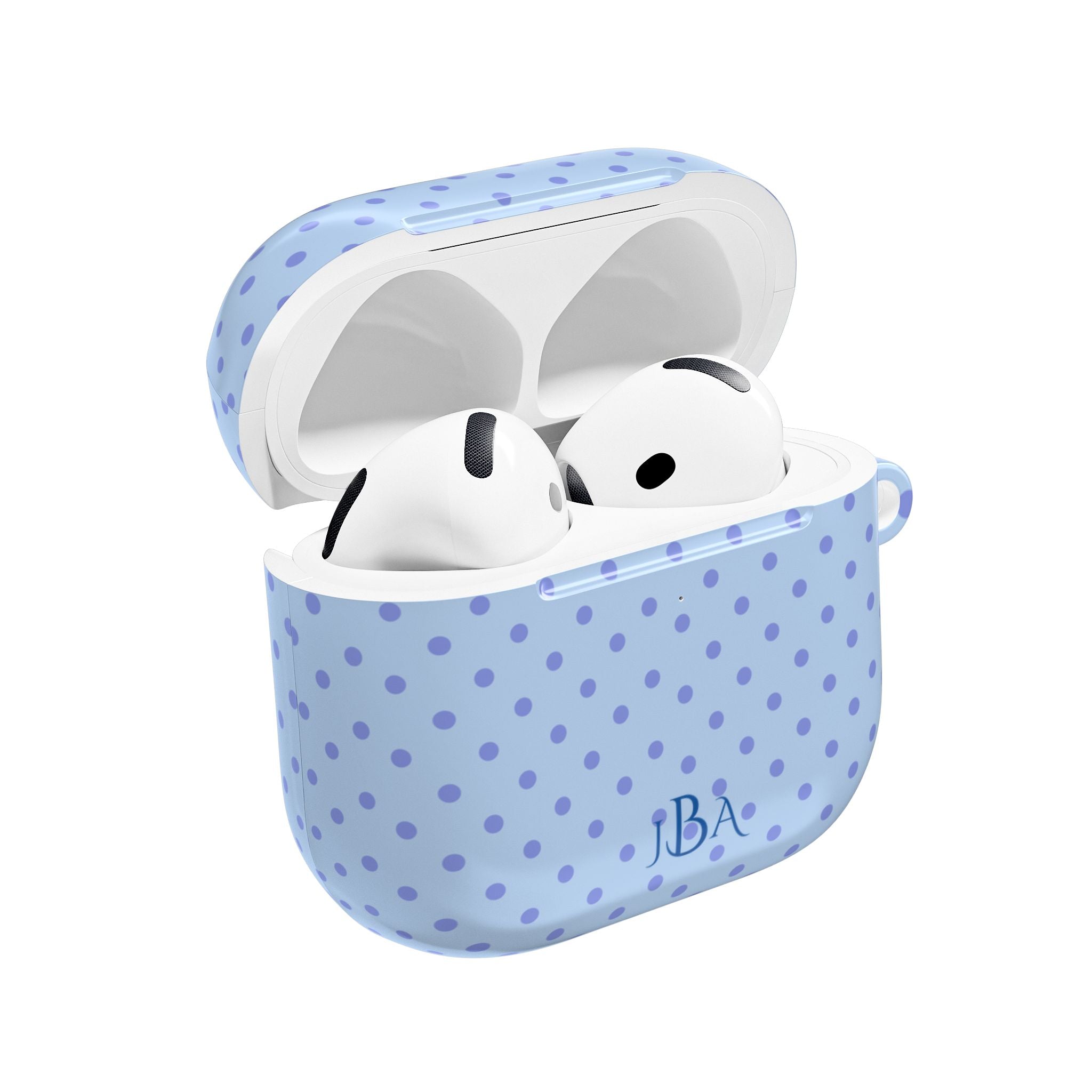 PERSONALIZED NAME CUSTOM BLUE POLKA DOTS MONOGRAM INITIALS AIRPOD CASE